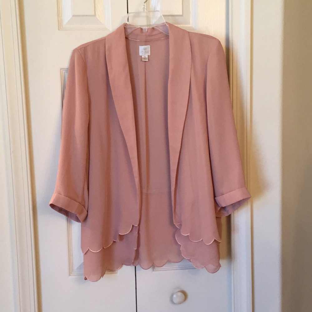 Jacket 3/4 length sleeve scalloped edges